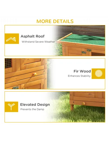 PawHut Rabbit Hutch Outdoor Guinea Pig Hutch Wooden Duck House Pet Cage with Opening Roof, 90 x 45 x 90cm