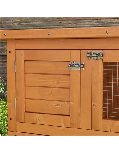 PawHut Rabbit Hutch Outdoor Guinea Pig Hutch Wooden Duck House Pet Cage with Opening Roof, 90 x 45 x 90cm