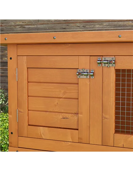 PawHut Rabbit Hutch Outdoor Guinea Pig Hutch Wooden Duck House Pet Cage with Opening Roof, 90 x 45 x 90cm