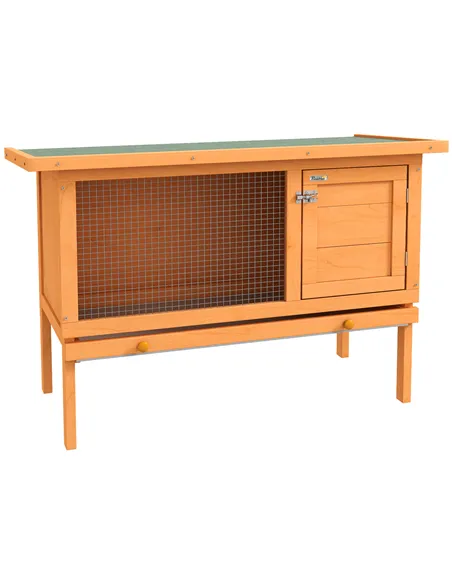 PawHut Rabbit Hutch Outdoor Guinea Pig Hutch Bunny Cage Shelter Outdoor, 90 x 45 x 65cm