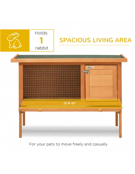 PawHut Rabbit Hutch Outdoor Guinea Pig Hutch Bunny Cage Shelter Outdoor, 90 x 45 x 65cm