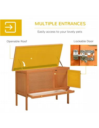 PawHut Rabbit Hutch Outdoor Guinea Pig Hutch Bunny Cage Shelter Outdoor, 90 x 45 x 65cm