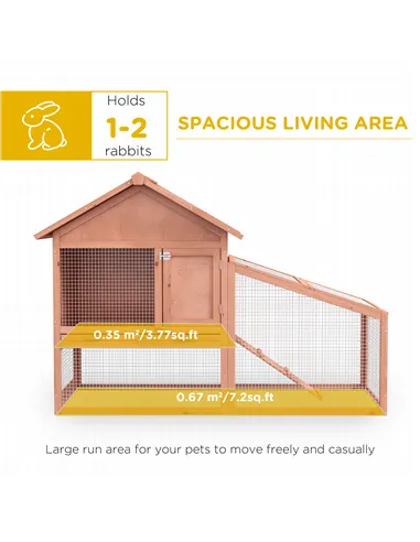 PawHut 2 Tier Rabbit Hutch Outdoor, Guinea Pig Hutch, Solid Wood Bunny House, Water Resistant Asphalt Roof Ramp Sliding tray 144