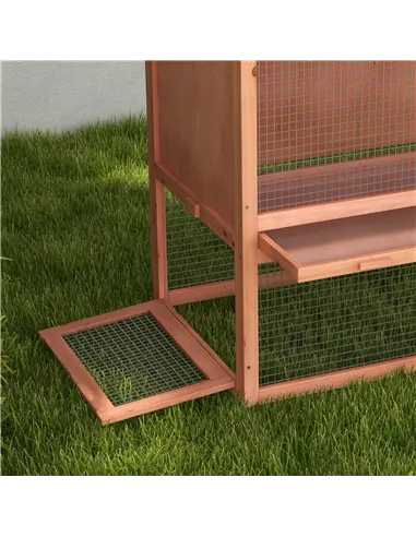 PawHut 2 Tier Rabbit Hutch Outdoor, Guinea Pig Hutch, Solid Wood Bunny House, Water Resistant Asphalt Roof Ramp Sliding tray 144