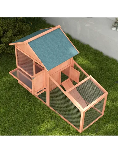 PawHut 2 Tier Rabbit Hutch Outdoor, Guinea Pig Hutch, Solid Wood Bunny House, Water Resistant Asphalt Roof Ramp Sliding tray 144