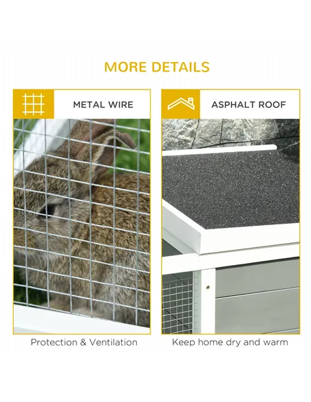 PawHut Rabbit Hutch Guinea Pig Hutch Wooden Small Animal Cage Rabbit Run Duck House with Openable Roof for Indoor Outdoor 115 x 