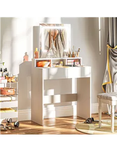 HOMCOM Storage Dressing Table, with LED Light Mirror - White 2