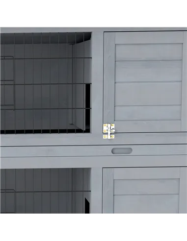 PawHut Rabbit Hutch Outdoor Guinea Pig Hutch Bunny Cage with No-Leak Trays, Divider, 136 x 50 x 93cm, Grey