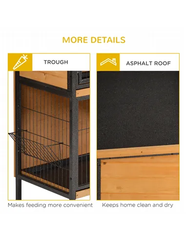 PawHut Rabbit Hutch Outdoor Guinea Pig Hutch Bunny Cage Metal Frame with  No-Leak Tray Openable Roof Light Yellow 122 x 50 x 101