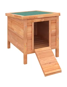 PawHut Wooden Rabbit Hutch Outdoor, Guinea Pig Hutch, Rabbit Hideaway, Cat House, Bunny Cage Small Animal House 51 x 42 x 43 cm,