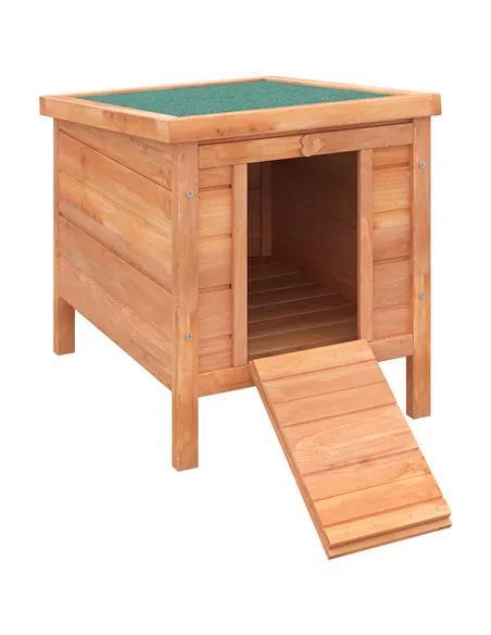 PawHut Wooden Rabbit Hutch Outdoor, Guinea Pig Hutch, Rabbit Hideaway, Cat House, Bunny Cage Small Animal House 51 x 42 x 43 cm,