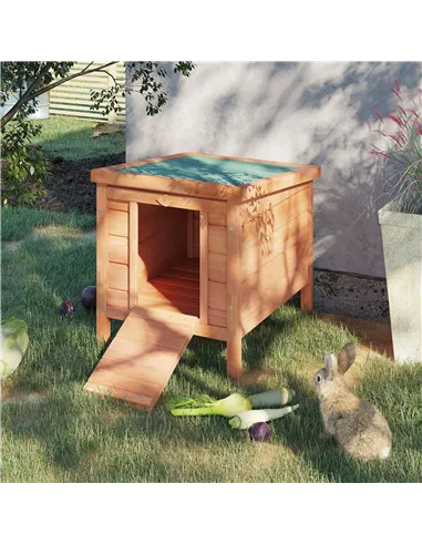 PawHut Wooden Rabbit Hutch Outdoor, Guinea Pig Hutch, Rabbit Hideaway, Cat House, Bunny Cage Small Animal House 51 x 42 x 43 cm,