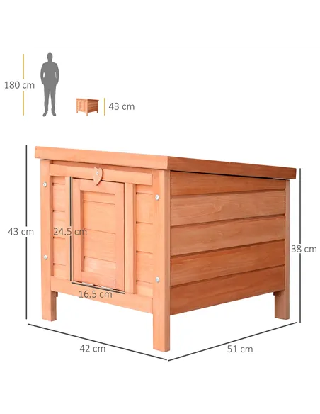 PawHut Wooden Rabbit Hutch Outdoor, Guinea Pig Hutch, Rabbit Hideaway, Cat House, Bunny Cage Small Animal House 51 x 42 x 43 cm,