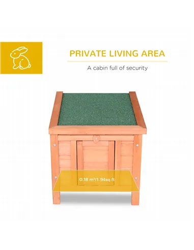 PawHut Wooden Rabbit Hutch Outdoor, Guinea Pig Hutch, Rabbit Hideaway, Cat House, Bunny Cage Small Animal House 51 x 42 x 43 cm,