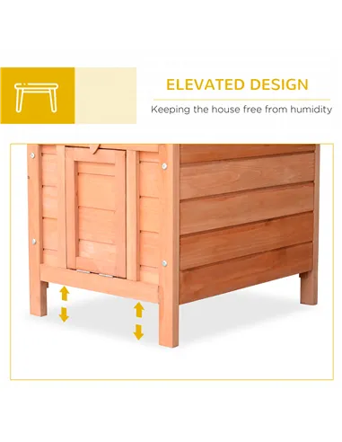 PawHut Wooden Rabbit Hutch Outdoor, Guinea Pig Hutch, Rabbit Hideaway, Cat House, Bunny Cage Small Animal House 51 x 42 x 43 cm,