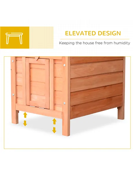 PawHut Wooden Rabbit Hutch Outdoor, Guinea Pig Hutch, Rabbit Hideaway, Cat House, Bunny Cage Small Animal House 51 x 42 x 43 cm,