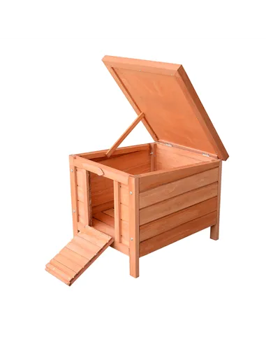 PawHut Wooden Rabbit Hutch Outdoor, Guinea Pig Hutch, Rabbit Hideaway, Cat House, Bunny Cage Small Animal House 51 x 42 x 43 cm,