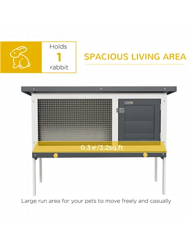 PawHut Wooden Rabbit Hutch Guinea Pig Hutch Bunny Cage Small Animal Habitat Openable Asphalt Roof for Outdoor Use 90 x 45 x 65 c