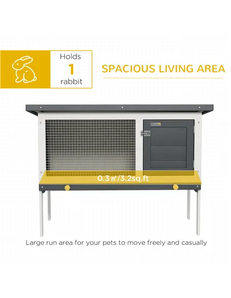 PawHut Wooden Rabbit Hutch Guinea Pig Hutch Bunny Cage Small Animal Habitat Openable Asphalt Roof for Outdoor Use 90 x 45 x 65 c