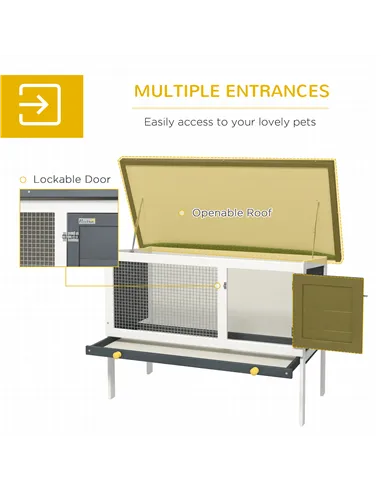 PawHut Wooden Rabbit Hutch Guinea Pig Hutch Bunny Cage Small Animal Habitat Openable Asphalt Roof for Outdoor Use 90 x 45 x 65 c