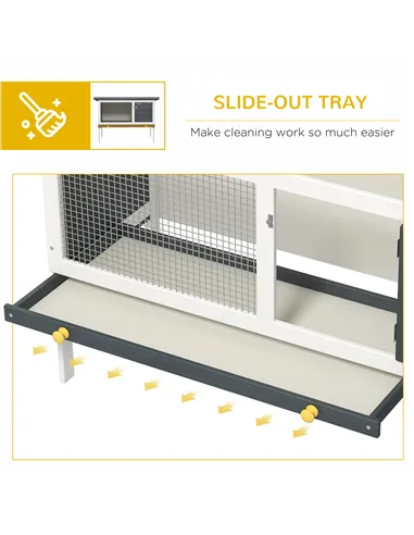 PawHut Wooden Rabbit Hutch Guinea Pig Hutch Bunny Cage Small Animal Habitat Openable Asphalt Roof for Outdoor Use 90 x 45 x 65 c