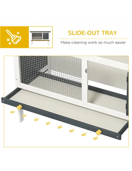 PawHut Wooden Rabbit Hutch Guinea Pig Hutch Bunny Cage Small Animal Habitat Openable Asphalt Roof for Outdoor Use 90 x 45 x 65 c