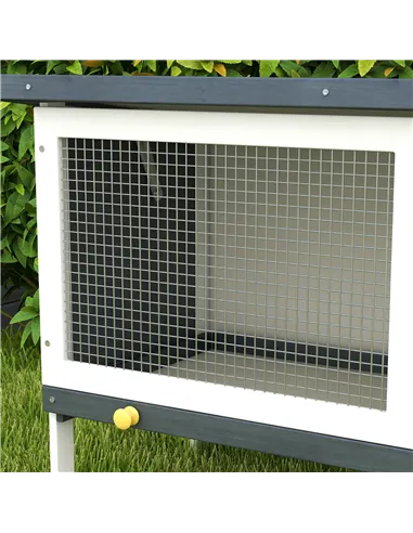 PawHut Wooden Rabbit Hutch Guinea Pig Hutch Bunny Cage Small Animal Habitat Openable Asphalt Roof for Outdoor Use 90 x 45 x 65 c