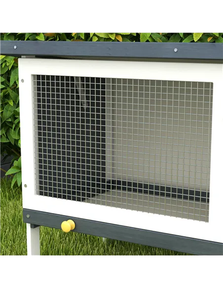 PawHut Wooden Rabbit Hutch Guinea Pig Hutch Bunny Cage Small Animal Habitat Openable Asphalt Roof for Outdoor Use 90 x 45 x 65 c