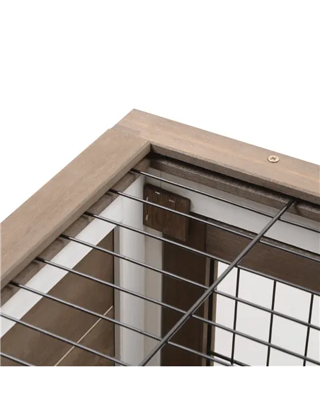 PawHut Two-Tier Rabbit Hutch Pet Cage, with Wheels - Brown