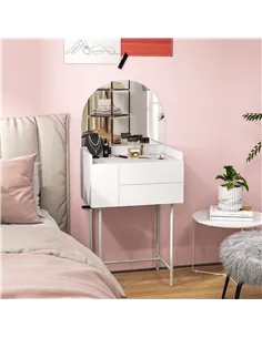 HOMCOM Three Drawer Compact Dressing Table - White 2