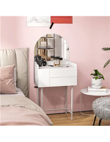 HOMCOM Three Drawer Compact Dressing Table - White
