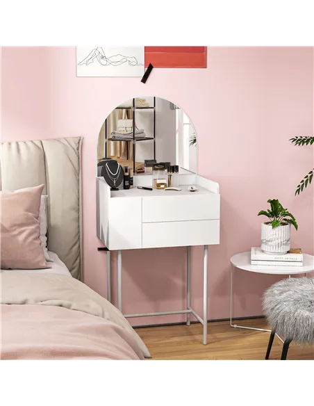 HOMCOM Three Drawer Compact Dressing Table - White