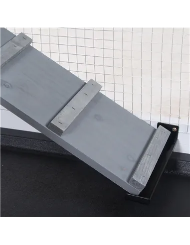 PawHut Wooden 2-Tier Rabbit Hutch w/ Tray Ramp Grey