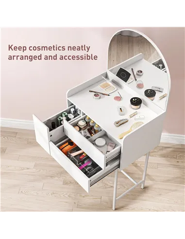 HOMCOM Three Drawer Compact Dressing Table - White