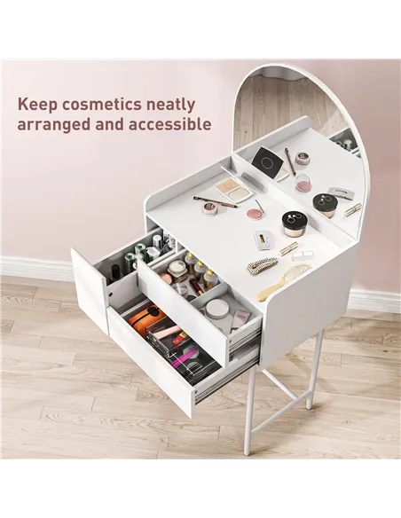HOMCOM Three Drawer Compact Dressing Table - White