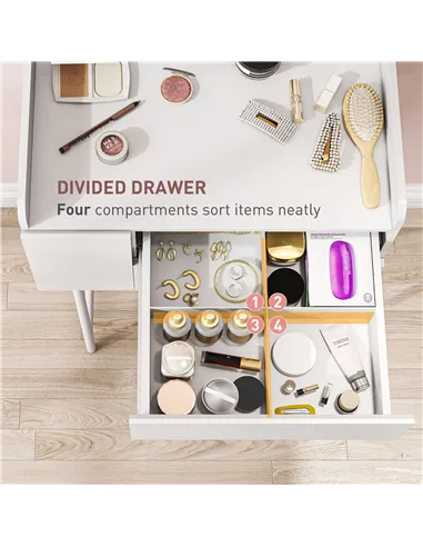 HOMCOM Three Drawer Compact Dressing Table - White