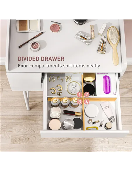 HOMCOM Three Drawer Compact Dressing Table - White