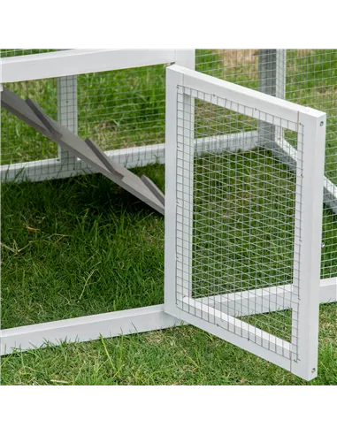 PawHut Two-Tier Rabbit Hutch, with Sunlight Panel Roof, Slide-Out Tray - Grey