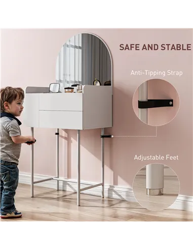 HOMCOM Three Drawer Compact Dressing Table - White