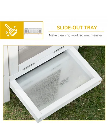 PawHut Rabbit Hutch and Run, with Removable Tray - Grey