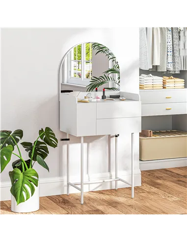 HOMCOM Three Drawer Compact Dressing Table - White