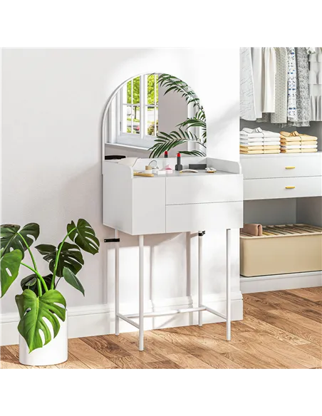 HOMCOM Three Drawer Compact Dressing Table - White