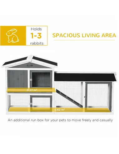 PawHut Rabbit Hutch Outdoor, 2-Tier Guinea Pig Hutch, Wooden Small Animal House with Rabbit Run Box, Slide-out Tray, Ramp, 175.8