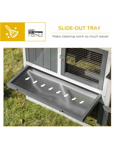 PawHut Rabbit Hutch Outdoor, 2-Tier Guinea Pig Hutch, Wooden Small Animal House with Rabbit Run Box, Slide-out Tray, Ramp, 175.8