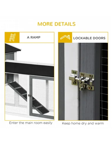 PawHut Rabbit Hutch Outdoor, 2-Tier Guinea Pig Hutch, Wooden Small Animal House with Rabbit Run Box, Slide-out Tray, Ramp, 175.8