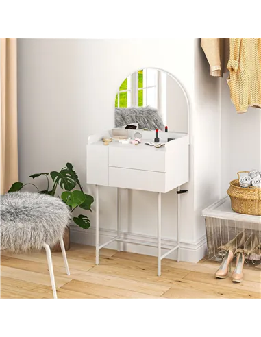 HOMCOM Three Drawer Compact Dressing Table - White