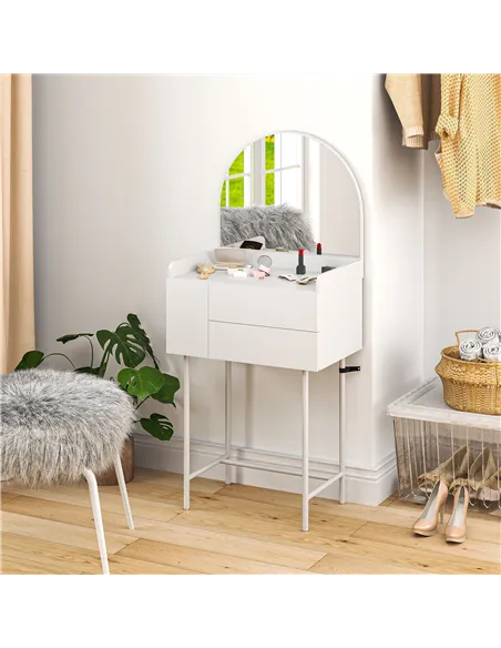 HOMCOM Three Drawer Compact Dressing Table - White