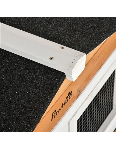 PawHut Rabbit Hutch Outdoor with Run Guinea Pig Hutch 2-Tier Bunny Cage w/ Wheels No-Leak Plastic Tray 157.4 x 53 x 99.5 cm - Ye