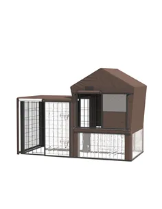 PawHut Rabbit Hutch Cover, Water-Resistant Pets Cage Protector, Breathable Guinea Pig Cage Cover - Brown