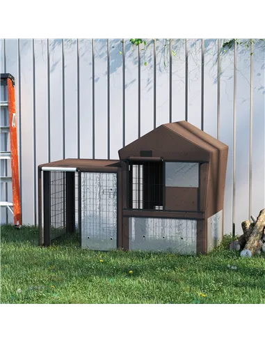 PawHut Rabbit Hutch Cover, Water-Resistant Pets Cage Protector, Breathable Guinea Pig Cage Cover - Brown